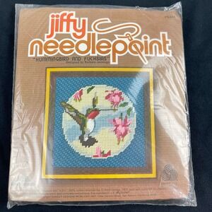 Vintage Sunset Designs Jiffy Needlepoint Kit Hummingbird Fuchsias 5444 New 1981